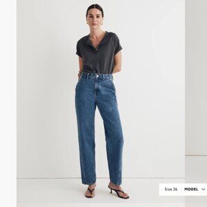 New Madewell High Rise Slouchy Baggy Straight Leg Jeans Indigo Wash Size 30
